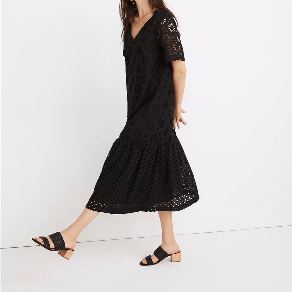 Madewell Eyelit-Mix Midi Dress NWT